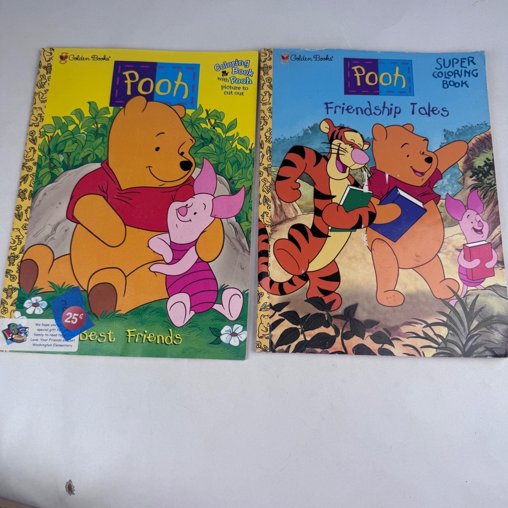 Winnie the Pooh Lot of 2 Coloring Books Golden Books 90s Barely Used Tigger